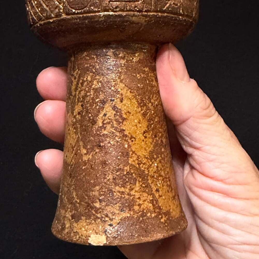 Vintage Studio Pottery Footed Goblet with Textured Geometric Design Marked 1973 - Picture 7 of 13